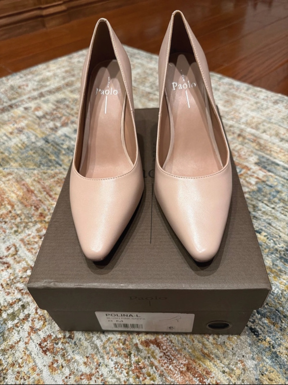 Paolo Blush Pointed-Toe Leather Pumps